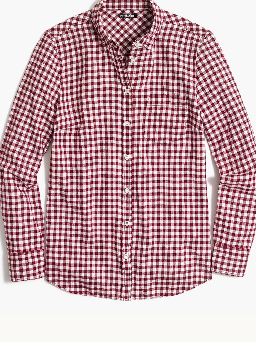 J. Crew Burgundy White Gingham Button Down Shirt Large Classic Casual Preppy